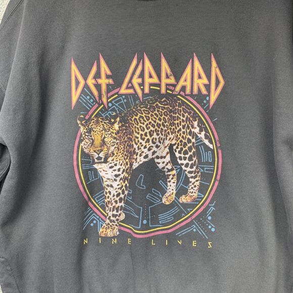 Abercrombie & Fitch Sweatshirt Womens Small Gray Def Leppard Nine Lives - Picture 1 of 10